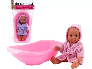 Ellie fürdethető baba káddal - 18 cm, többféle