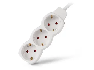 Elosztósor, 3 aljzat, 1,5 m, ENTAC, fehér