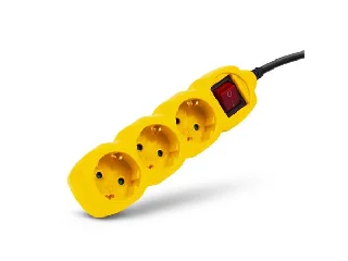 Elosztósor, 3 aljzat, 1,5 m, kapcsolóval, ENTAC, sárga