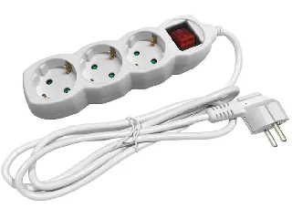 Elosztósor, 3 aljzat, 5 m, kapcsolóval, ENTAC, fehér