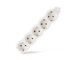 Elosztósor, 5 aljzat, 1,5 m, ENTAC, fehér