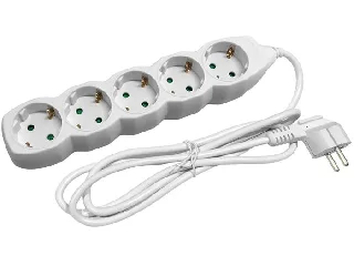 Elosztósor, 5 aljzat, 5 m, ENTAC, fehér