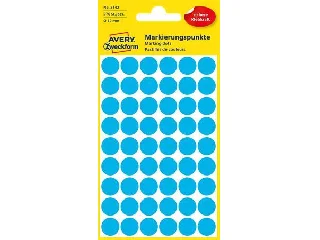 Etikett, 12 mm, kör, AVERY ZWECKFORM, kék, 270 etikett/csomag