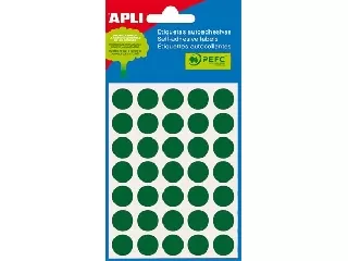 Etikett, 13 mm kör, kézzel írható, színes, APLI, zöld 175 etikett/csomag