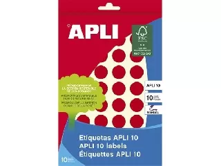 Etikett, 16 mm kör, kézzel írható, színes, APLI, piros, 432 etikett/csomag
