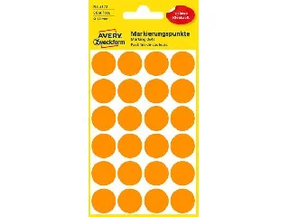 Etikett, 18 mm, kör, AVERY ZWECKFORM, neon narancs, 96 etikett/csomag