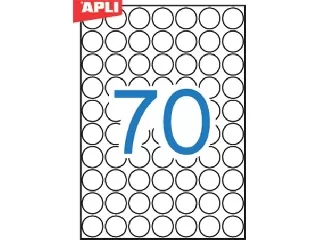 Etikett, 19 mm kör, fehér, A5 hordozón, APLI, 1050 etikett/csomag