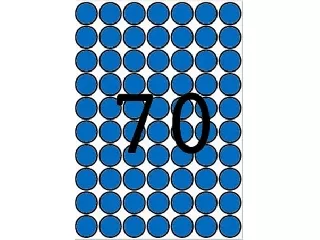 Etikett, 19 mm kör, színes, A5 hordozón, APLI, kék, 560 etikett/csomag