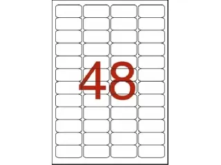 Etikett, 45,7x21,2 mm, poliészter, időjárásálló, kerekített sarkú, fehér, APLI, 960 etikett/csomag