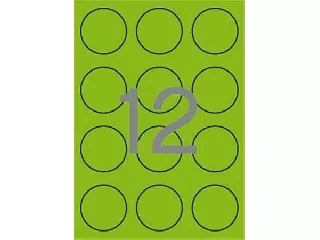 Etikett, 60 mm kör, színes, APLI, neon zöld, 240 etikett/csomag