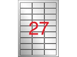Etikett, 63,5x29,6 mm, poliészter, időjárásálló, kerekített sarkú, APLI, ezüst, 540 etikett/csomag