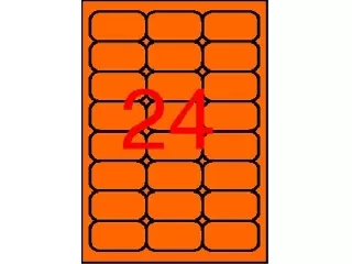 Etikett, 64x33,9 mm, színes, kerekített sarkú, APLI, neon narancs, 480 etikett/csomag