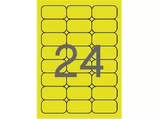 Etikett, 64x33,9 mm, színes, kerekített sarkú, APLI, neon sárga, 480 etikett/csomag