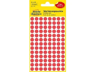 Etikett, 8 mm, kör, AVERY ZWECKFORM, piros, 416 etikett/csomag