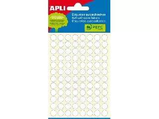Etikett, 8 mm kör, kézzel írható, fehér, APLI, 480 etikett/csomag
