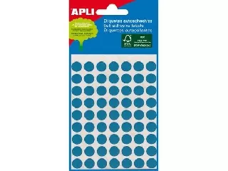 Etikett, 8 mm kör, kézzel írható, színes, APLI, kék, 288 etikett/csomag