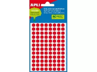 Etikett, 8 mm kör, kézzel írható, színes, APLI, neon piros, 288 etikett/csomag