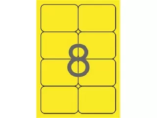 Etikett, 99,1x67,7 mm, színes, kerekített sarkú, APLI, neon sárga, 160 etikett/csomag