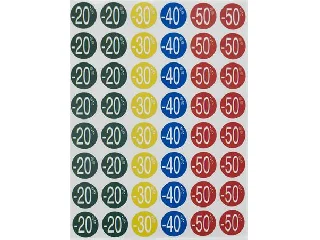 Etikett, árengedmény, 24 mm, kör, színes, APLI, 240 etikett/csomag, -20-50%