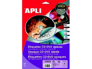 Etikett, CD/DVD, A4, teljes lefedettségű, matt, APLI 