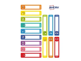 Etikett, tollcímke, 50x10 mm, kézzel írható, AVERY ZWECKFORM, vicces-színes, 30 etikett/csomag