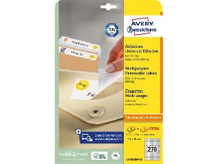 Etikett, univerzális, eltávolítható, 17,8x10 mm, AVERY ZWECKFORM, 8100 etikett/csomag