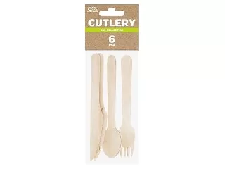 Evőeszköz szett, fa, környezetbarát, 2 személyes