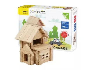 Fa építőkészlet - Ház garázzsal, 75 db-os