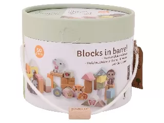 Fa építőkocka állatokkal, 50 db - Jouéco