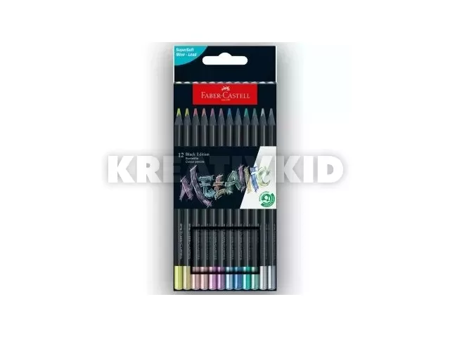 Faber-Castell: Black Edition metál hatású színes ceruza - 12 db-os