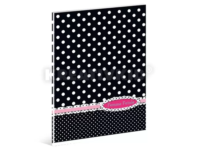 Fekete-rózsaszínű pöttyös A/4-es kapcsos vonalas füzet
