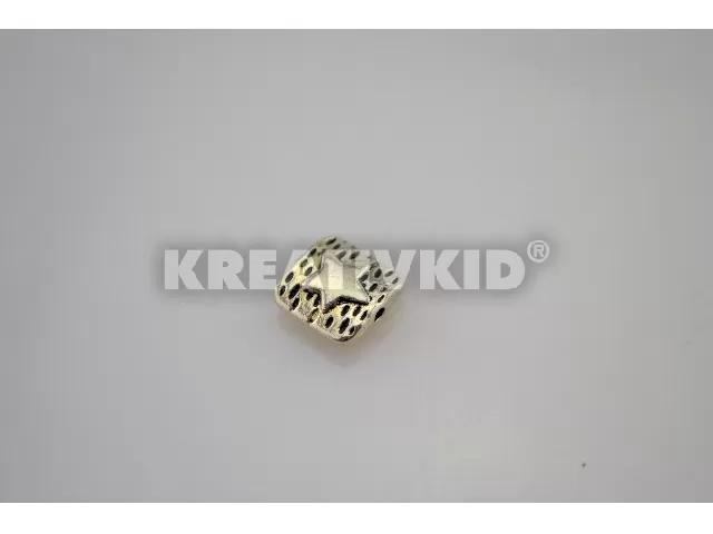 Fém fűzhető gyöngy szögletes csillag 1x0,9 cm, vastagsag:0,28 cm, lyuk:0,1cm, ezüst