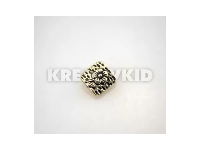 Fém fűzhető gyöngy szögletes virág 10,9 cm vastagság 0,28 cm, lyuk 0,1 cm ,ezüst 50 darab/csomag 