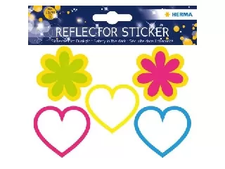 Fényvisszaverő matrica, 5 db-os - Virágok és szívek