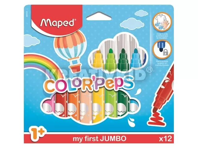 Filctoll készlet, 1- 5 mm, kimosható, vastag, 12 darab MAPED