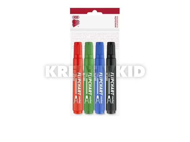 Flipchart marker készlet, 1-3 mm, kúpos, ICO 