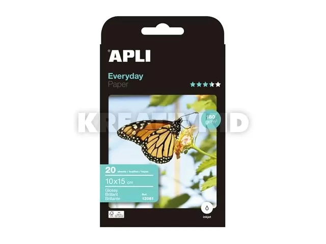 Fotópapír, tintasugaras, 10x15 cm, 180 g, fényes, APLI