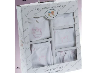 Gamberritos kiegészítõ szett újszülötteknek 5 részes (sapka, kesztyû, nadrág, póló, elõke) rózsaszín 10911