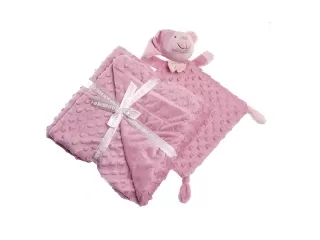 Gamberritos takaró - plüss buborékos anyagú 80x110cm plüss szundikendõvel maci púderszínû 10339