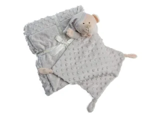 Gamberritos takaró - plüss buborékos anyagú 80x110cm plüss szundikendõvel maci szürke 10339