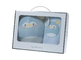 Gamberritos takaró wellsoft 80x110cm plüss játékkal  kék pingvin 10756