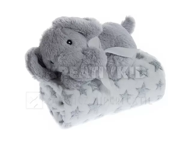 Gamberritos wellsoft takaró 80x110cm plüss játékkal elefánt szürke 10899