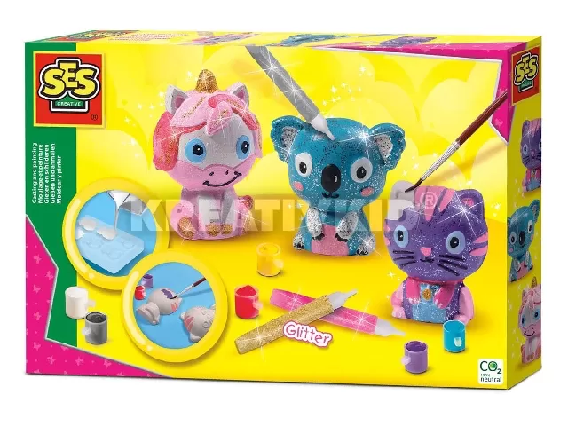 Gipszkiöntő játék - Csillogó állatkák