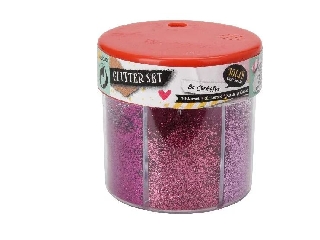 Glitter szórófejes 6 szín/flakon rózsaszínes