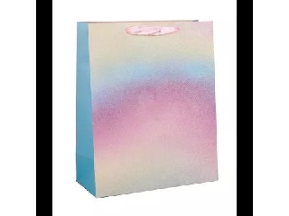 Glitteres szivárványos ajándékzacskó - 26 x 32 cm