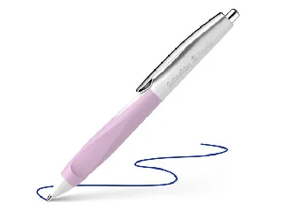 Golyóstoll, 0,5 mm, nyomógombos, fehér-rózsaszín tolltest, SCHNEIDER 