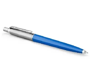 Golyóstoll, 0,7 mm, ezüst színű klip, kék tolltest, PARKER