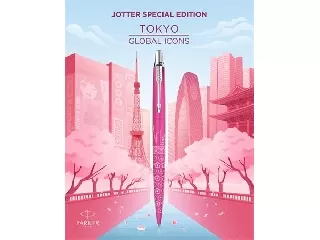 Golyóstoll, 0,7 mm, ezüst színű klip, mintás tolltest, PARKER, 