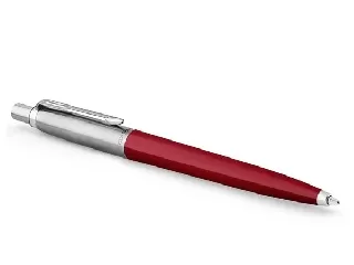 Golyóstoll, 0,7 mm, ezüst színű klip, piros tolltest, PARKER