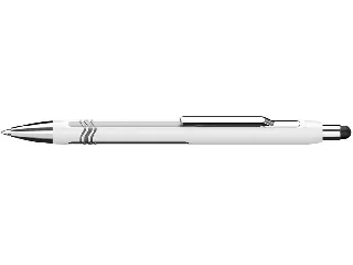 Golyóstoll, 0,7 mm, nyomógombos, érintőképernyőhöz, fehér-ezüst tolltest, SCHNEIDER